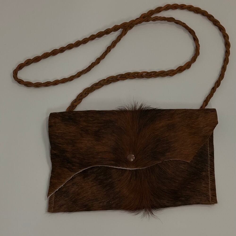 Genuine Hair-On Cowhide Leather Crossbody Bag Handmade Boho Western